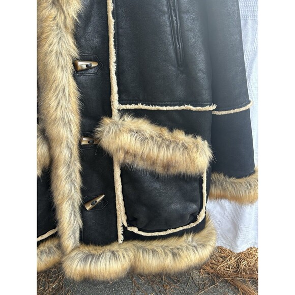 JORDAN CRAIG 4XL Shearling Faux Fur Suede Coat Jacket Brown Soft Oversize Retro - Picture 5 of 16